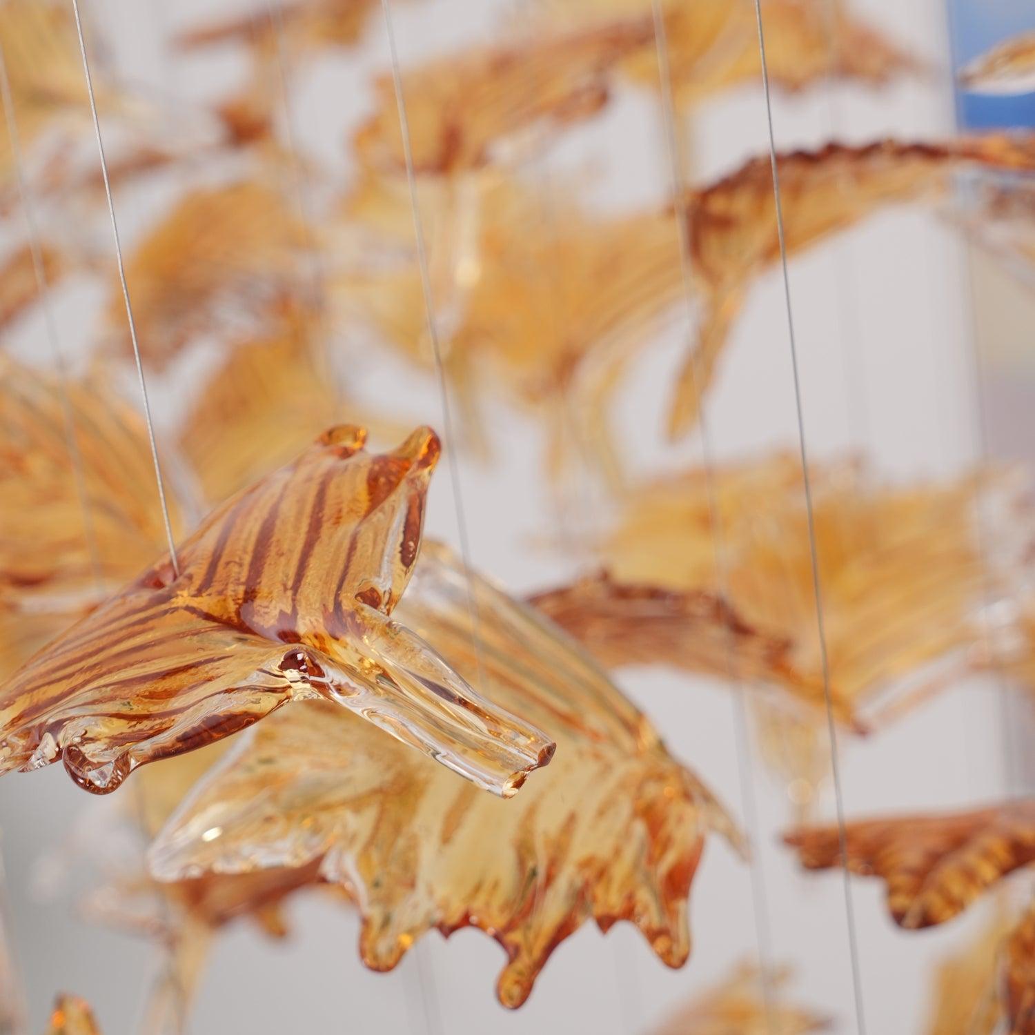 Multicolor Crystal Maple Leaf Chandelier-Neutral Decor