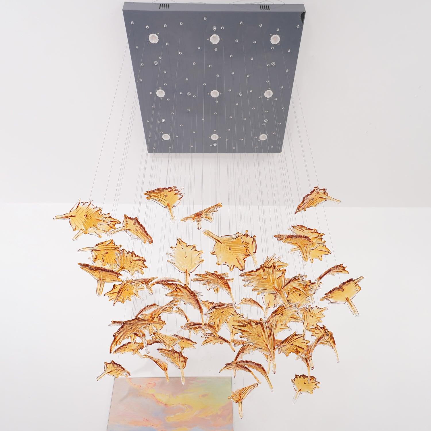 Syraean Multicolor Maple Leaf Crystal Chandelier-Neutral Decor