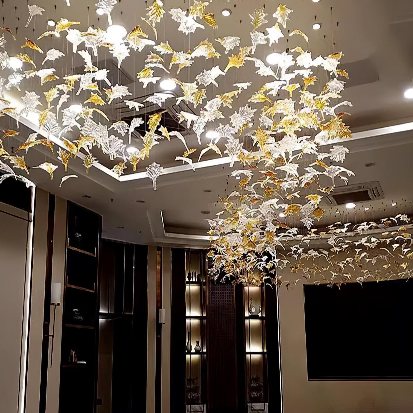 Multicolor Crystal Maple Leaf Chandelier-Neutral Decor