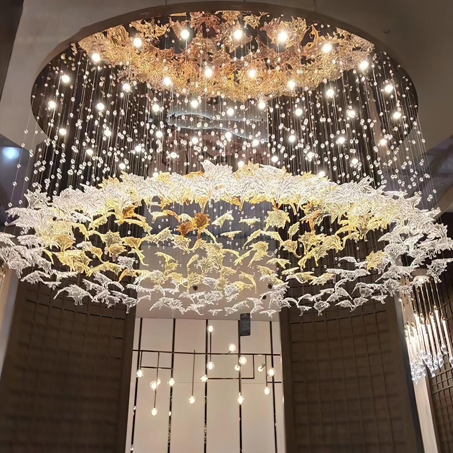 Syraean Multicolor Maple Leaf Crystal Chandelier-Neutral Decor