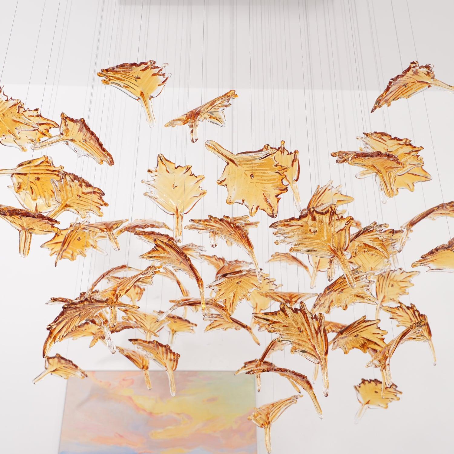 Syraean Multicolor Maple Leaf Crystal Chandelier-Neutral Decor