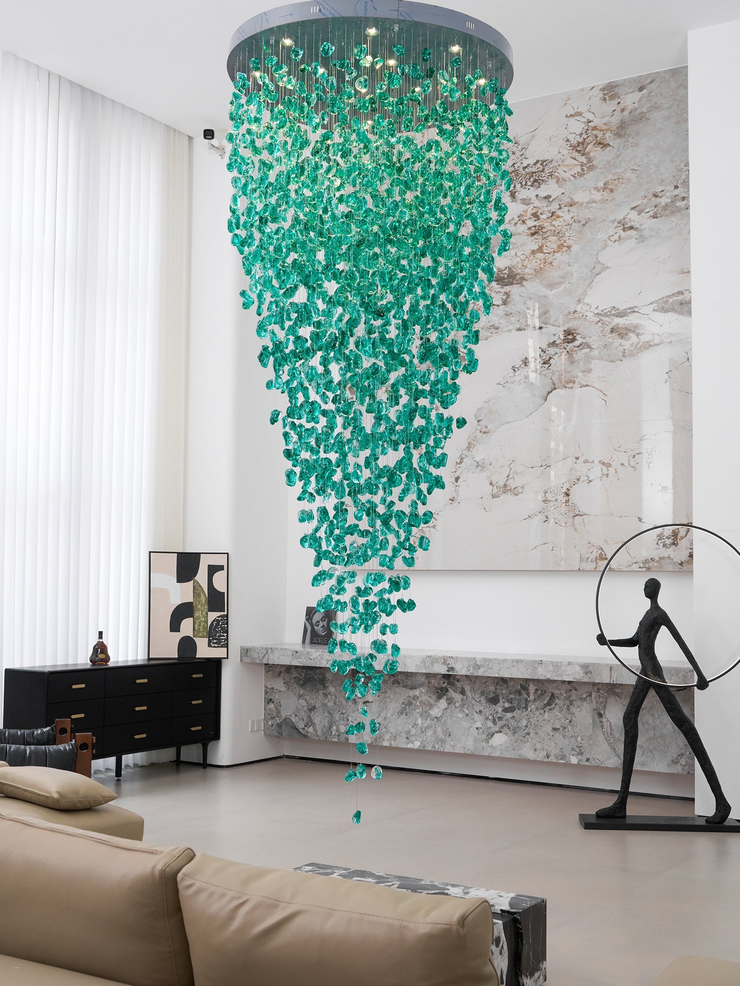 Crystal Stone Chandelier-Neutral Decor