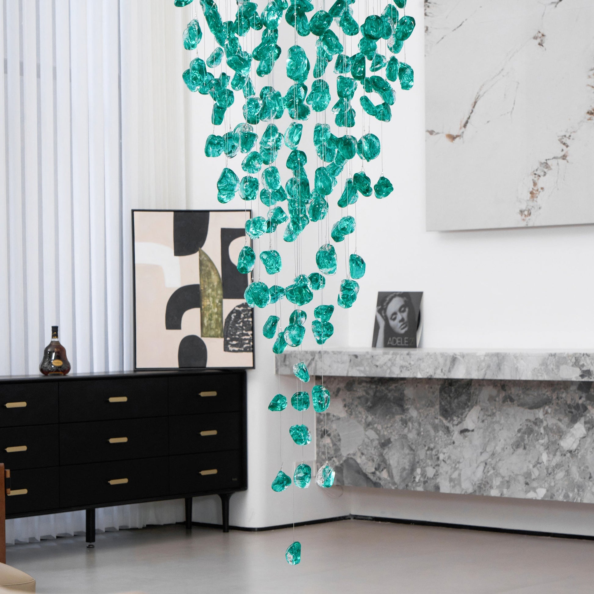 Crystal Stone Chandelier-Neutral Decor