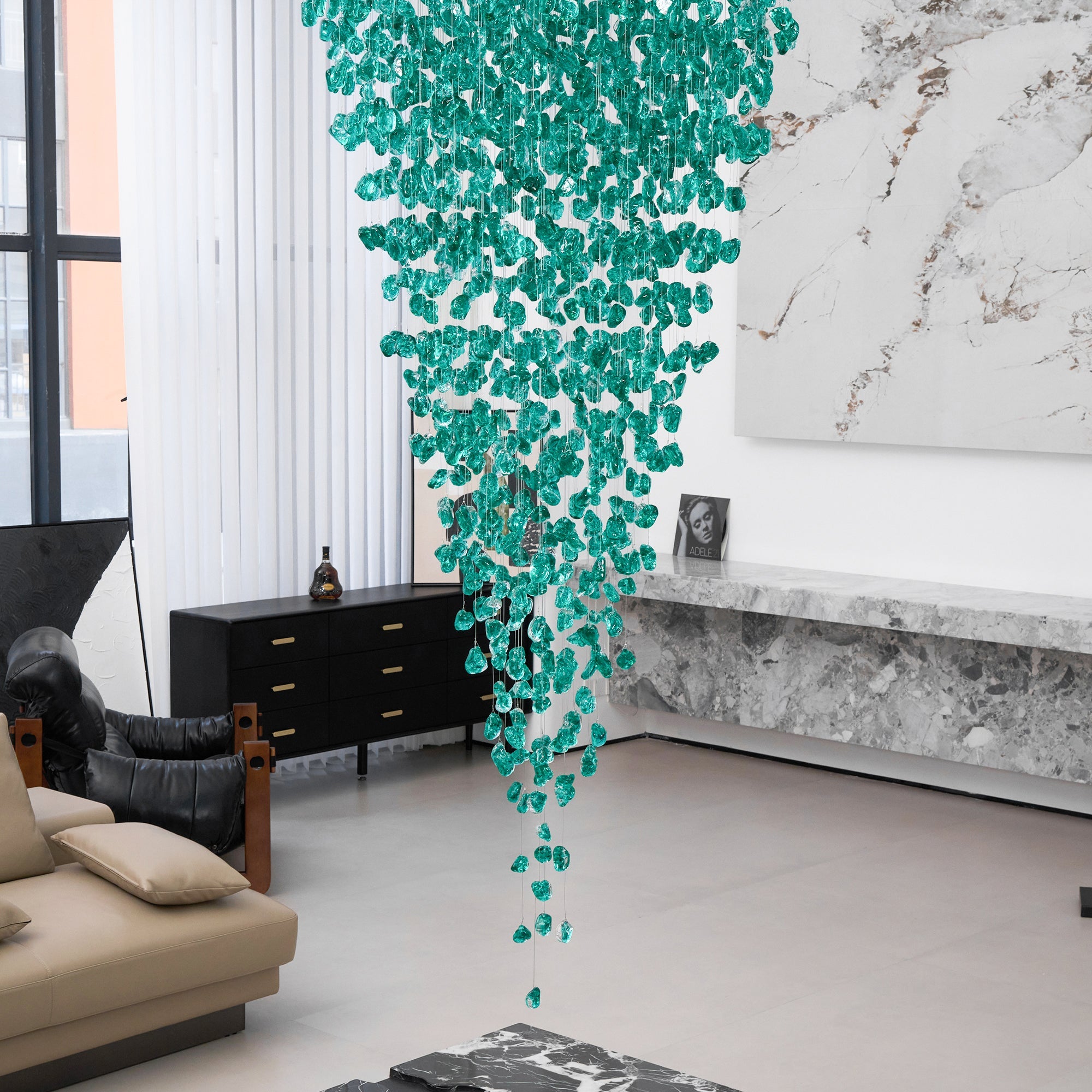 Crystal Stone Chandelier-Neutral Decor
