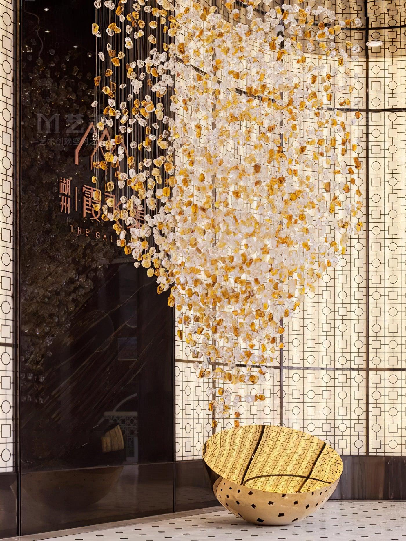 Crystal Stone Chandelier-Neutral Decor