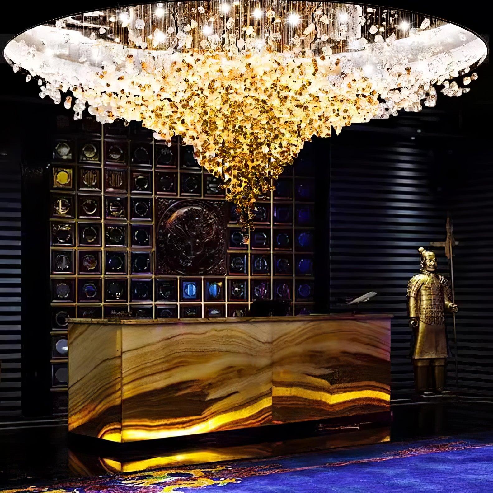 Crystal Stone Chandelier-Neutral Decor