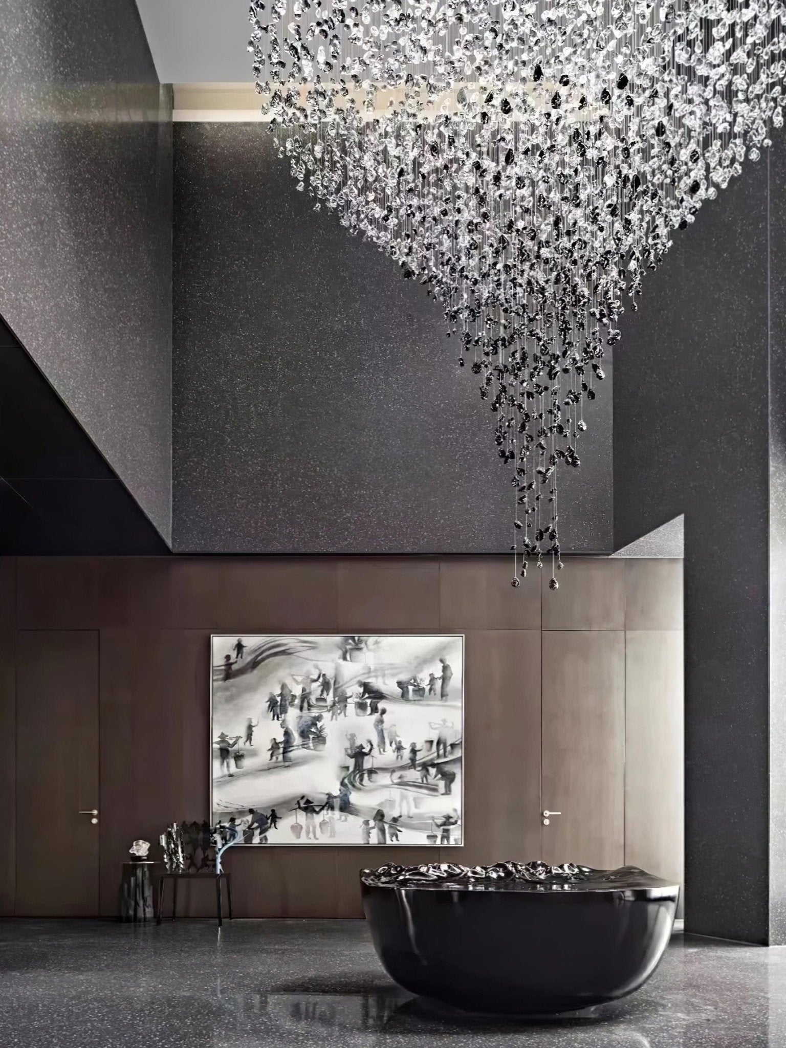 Crystal Stone Chandelier-Neutral Decor