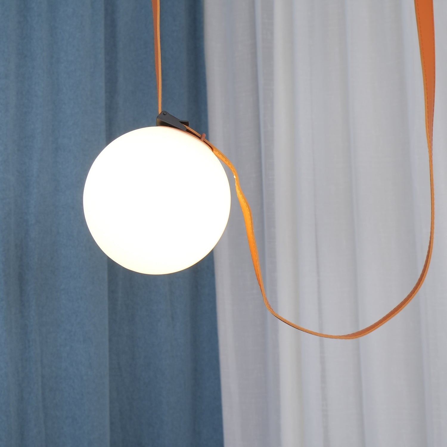 Lustra Pendant Lamp Leather Belt Glass-Neutral Decor