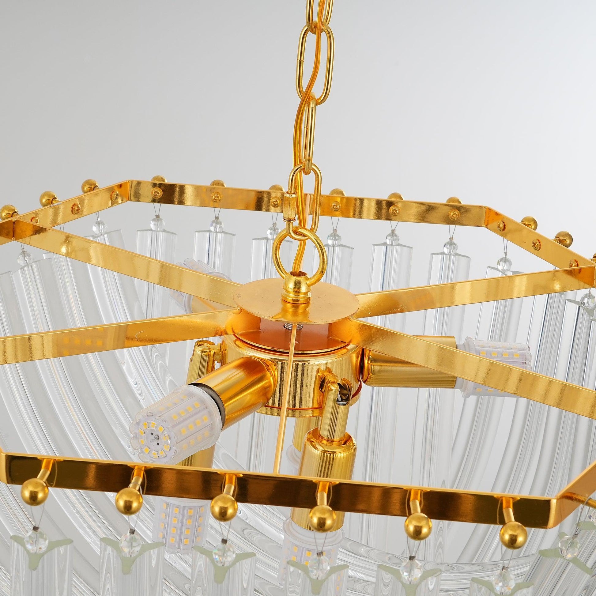 Sylnen Chandelier Clear Curved Tiered-Neutral Decor