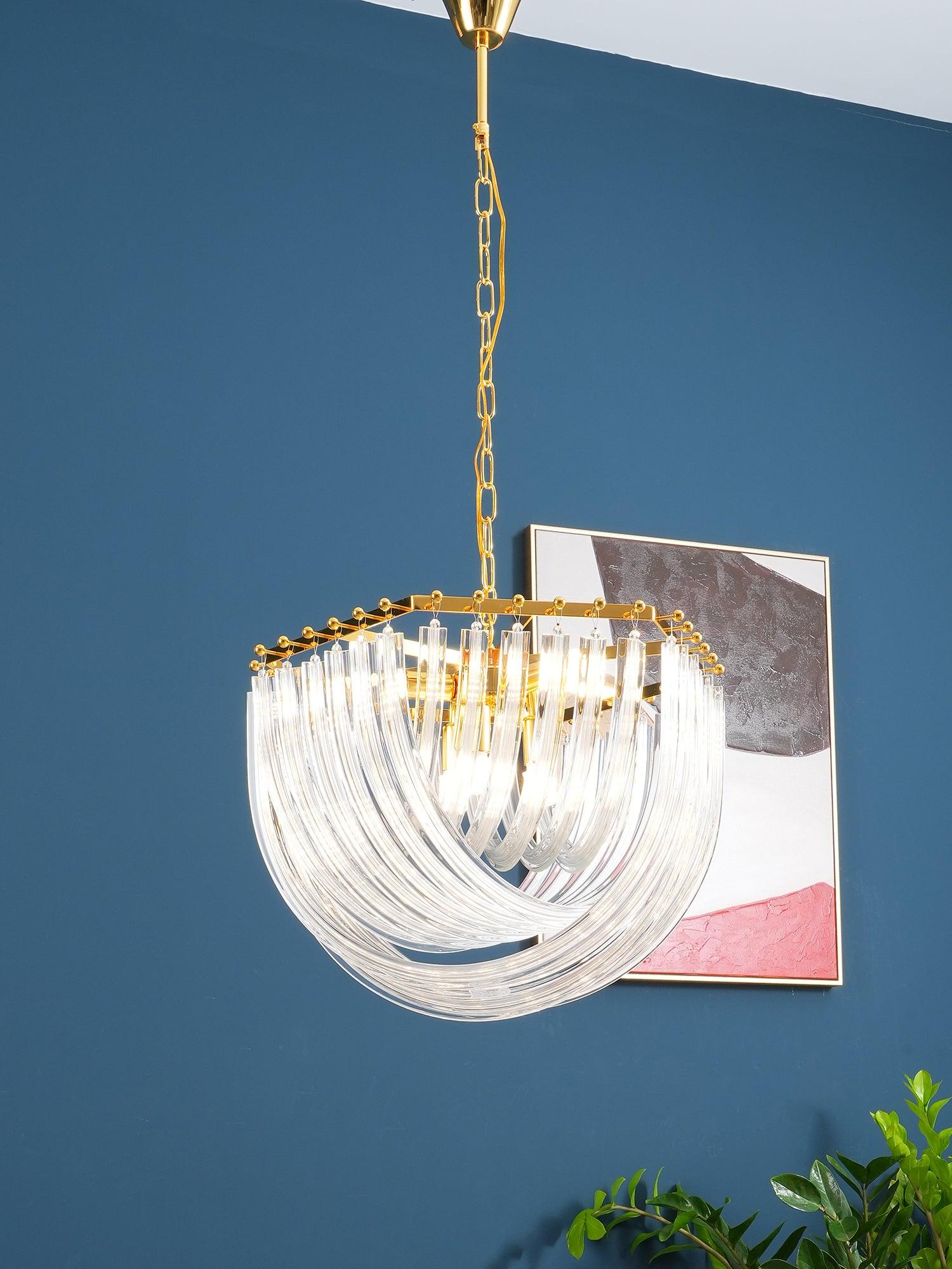 Sylnen Chandelier Clear Curved Tiered-Neutral Decor