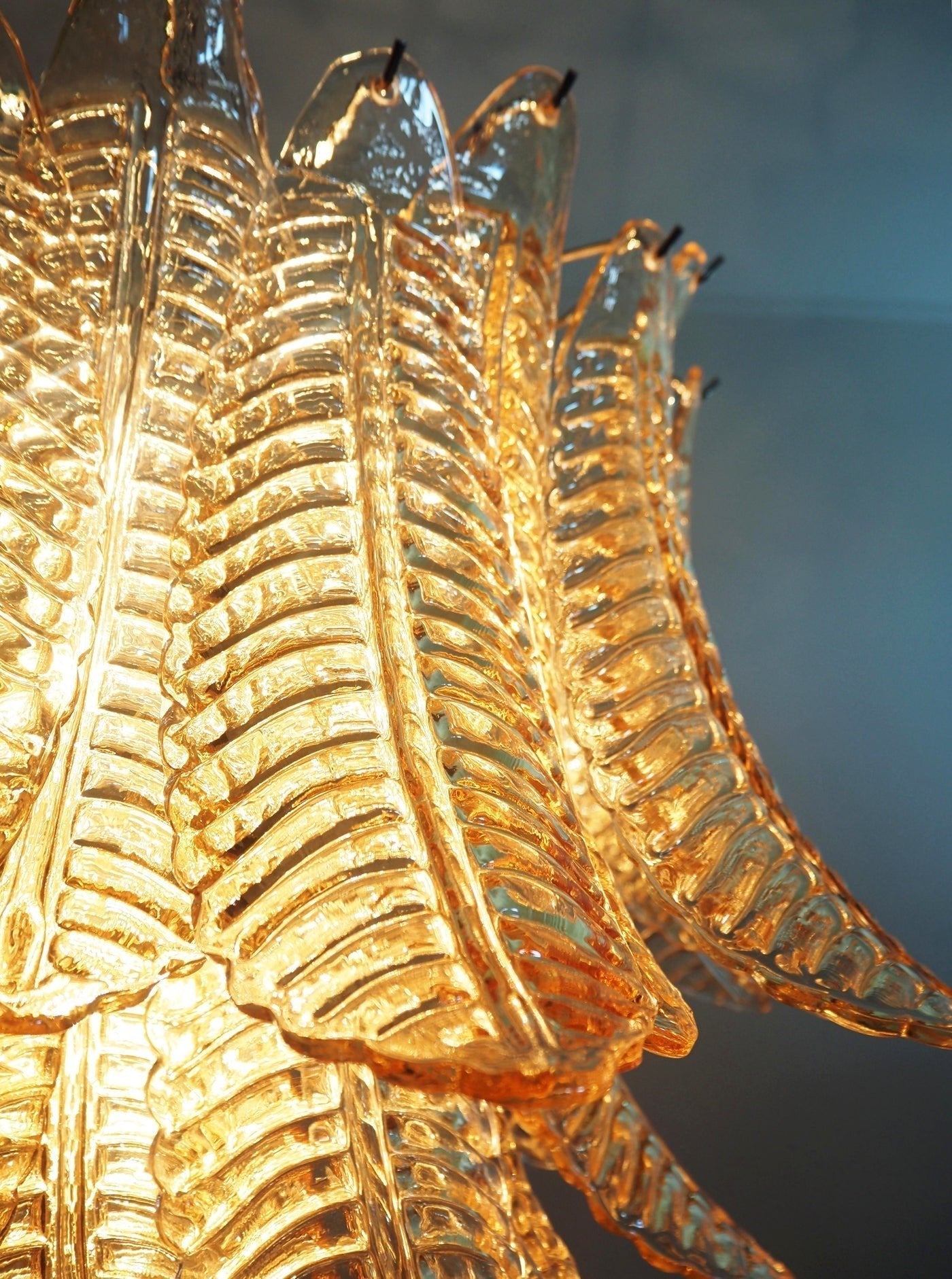 Aurora Chandelier Amber Leaf Glass Layered Venetian Elegance-Neutral Decor