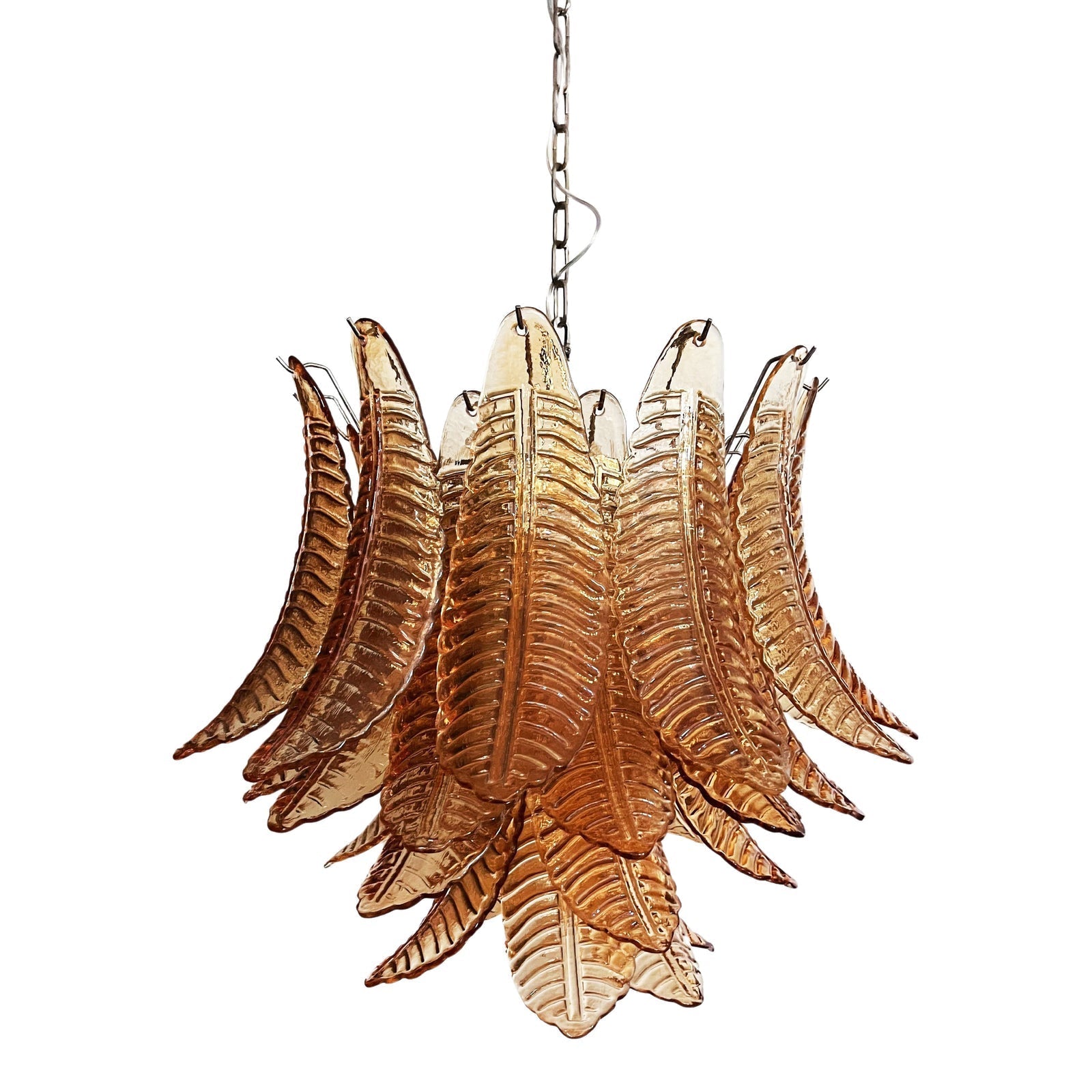 Aurora Chandelier Amber Leaf Glass Layered Venetian Elegance-Neutral Decor