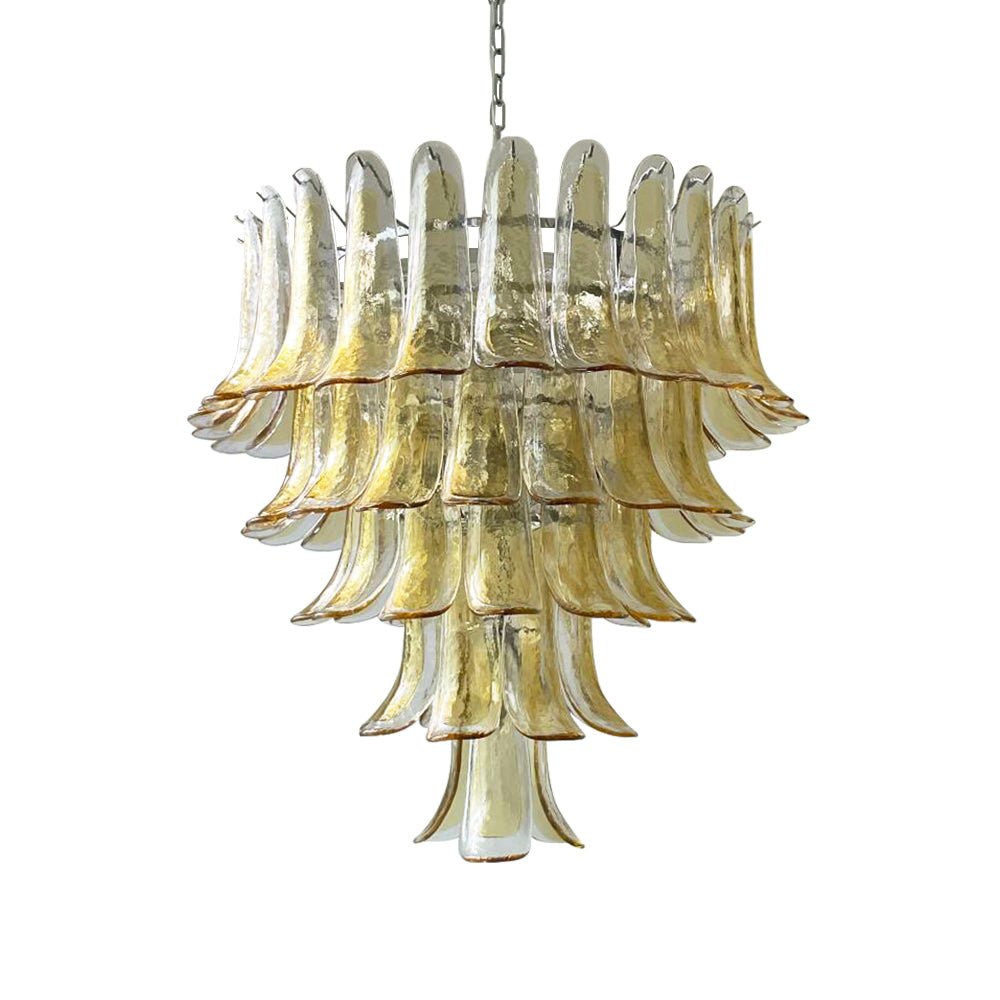 Aurora Chandelier Amber Petals Murano Glass Layered Lotus-Neutral Decor