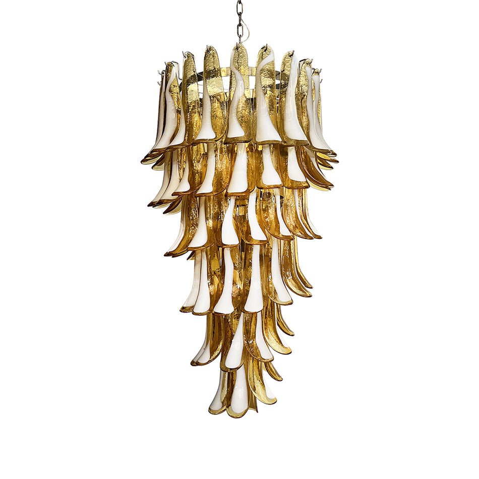 Aurora Chandelier Amber White Murano Spiral Petals-Neutral Decor