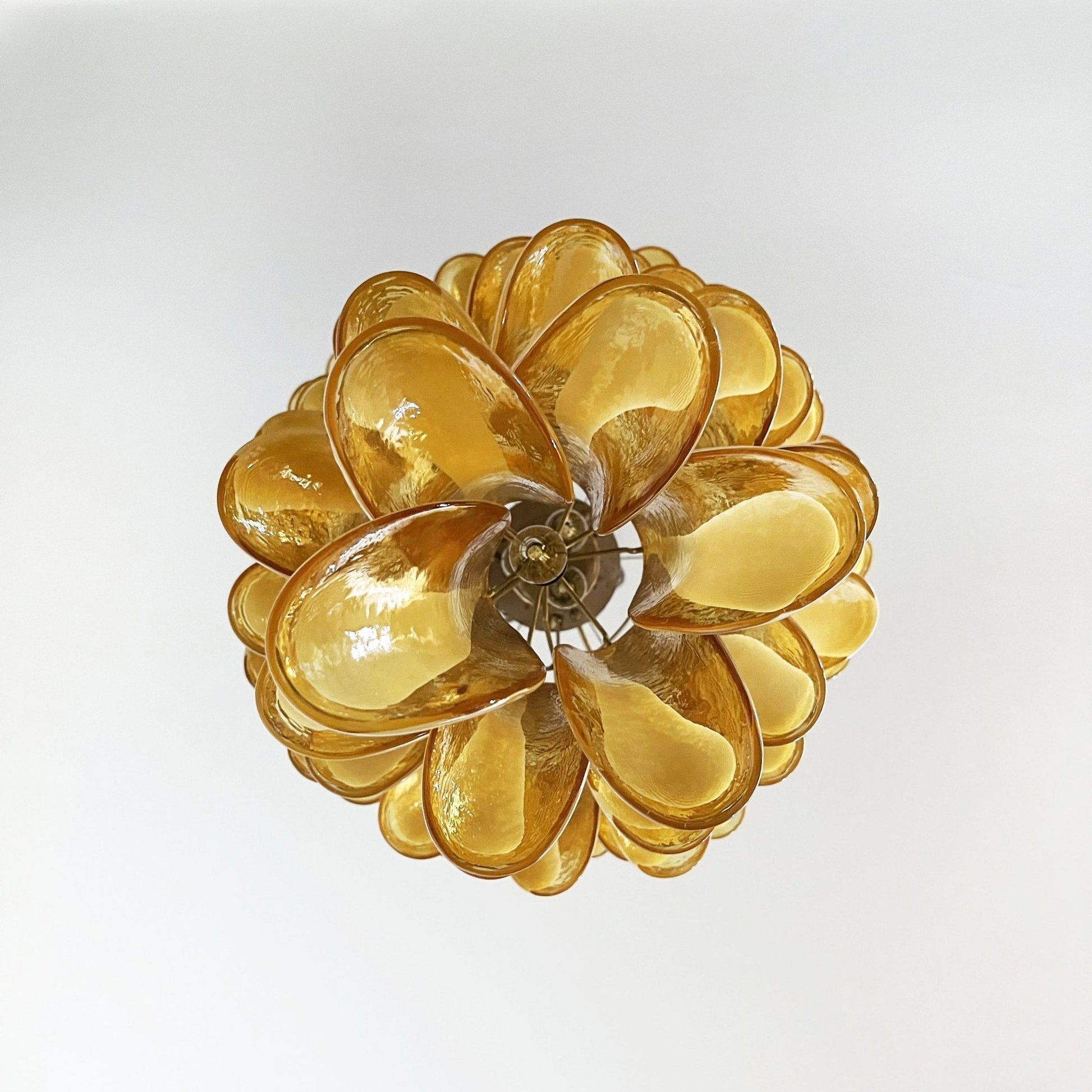 Aurora Chandelier Amber White Murano Spiral Petals-Neutral Decor