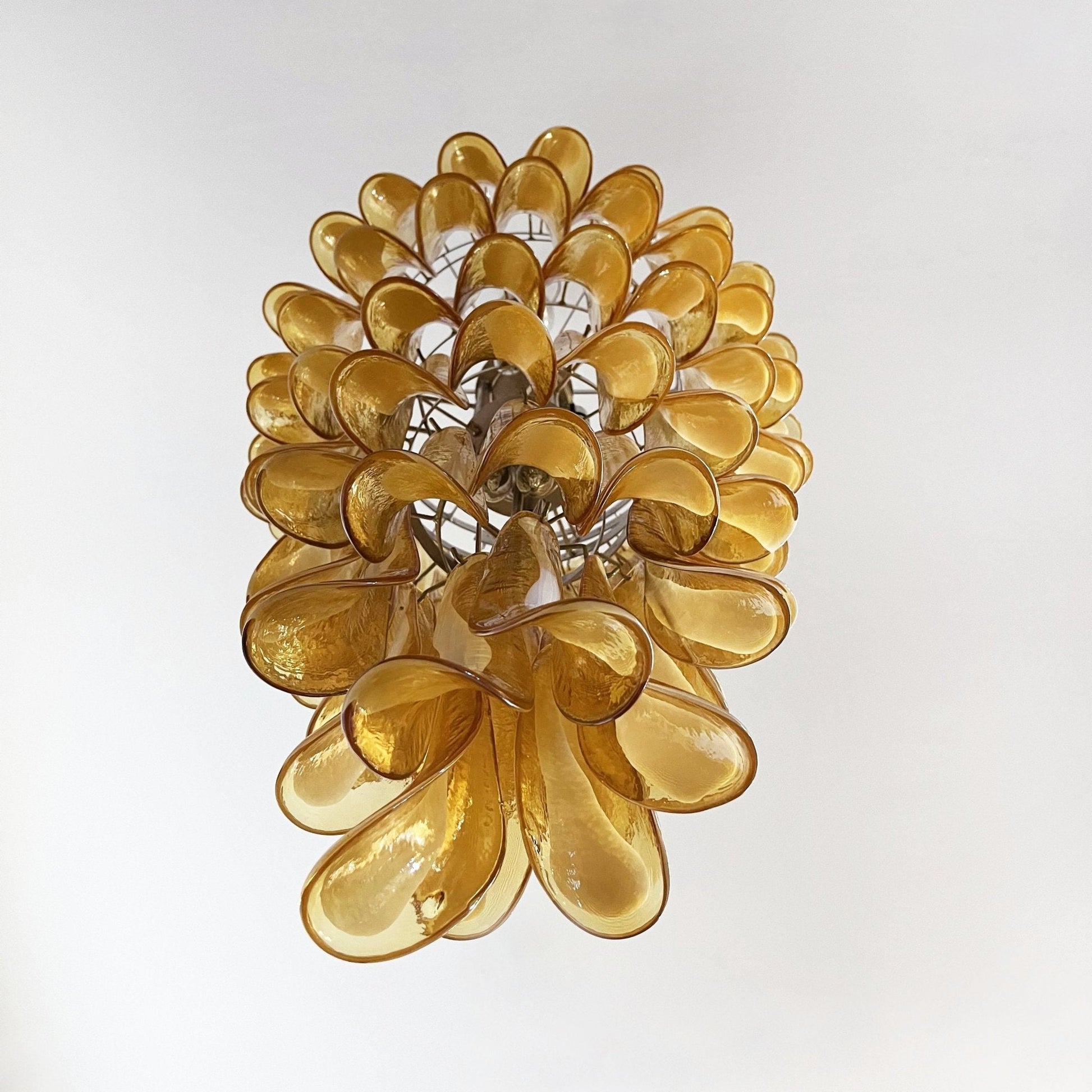 Aurora Chandelier Amber White Murano Spiral Petals-Neutral Decor