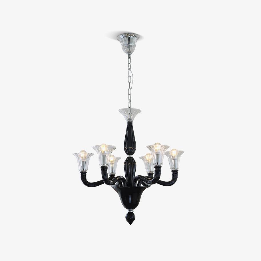 Silten Chandelier Black Murano Candle Arm Glass Classic-Neutral Decor