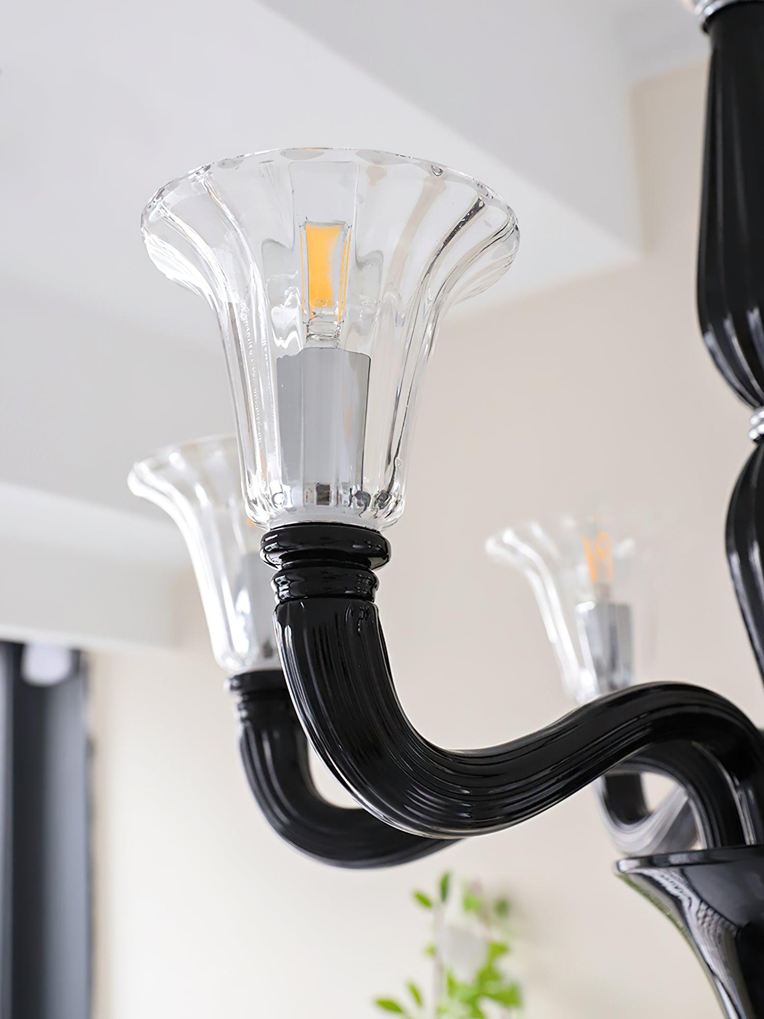 Silten Chandelier Black Murano Candle Arm Glass Classic-Neutral Decor