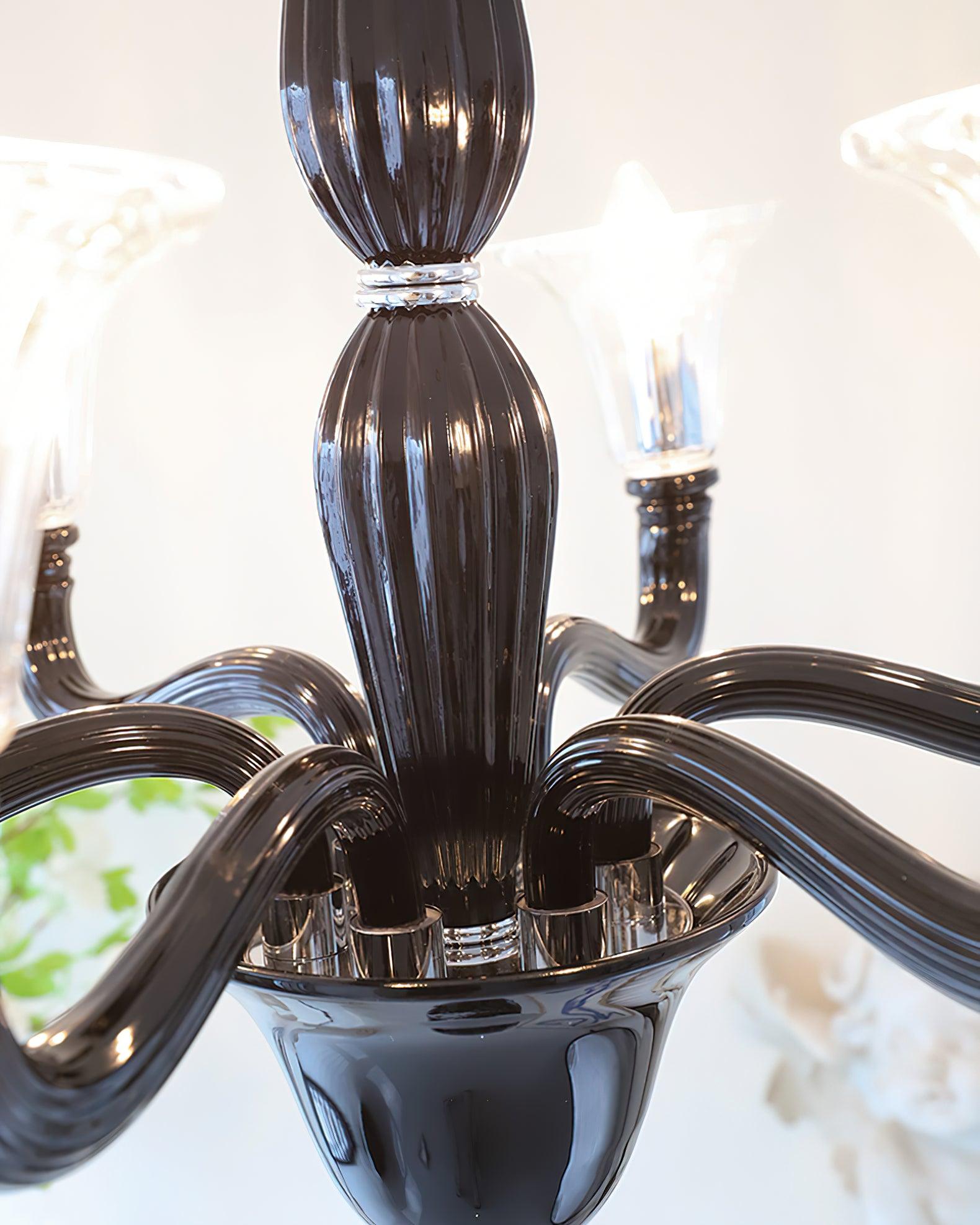 Silten Chandelier Black Murano Candle Arm Glass Classic-Neutral Decor