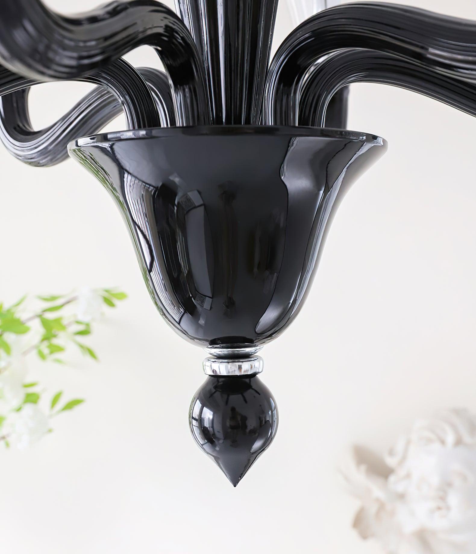 Silten Chandelier Black Murano Candle Arm Glass Classic-Neutral Decor