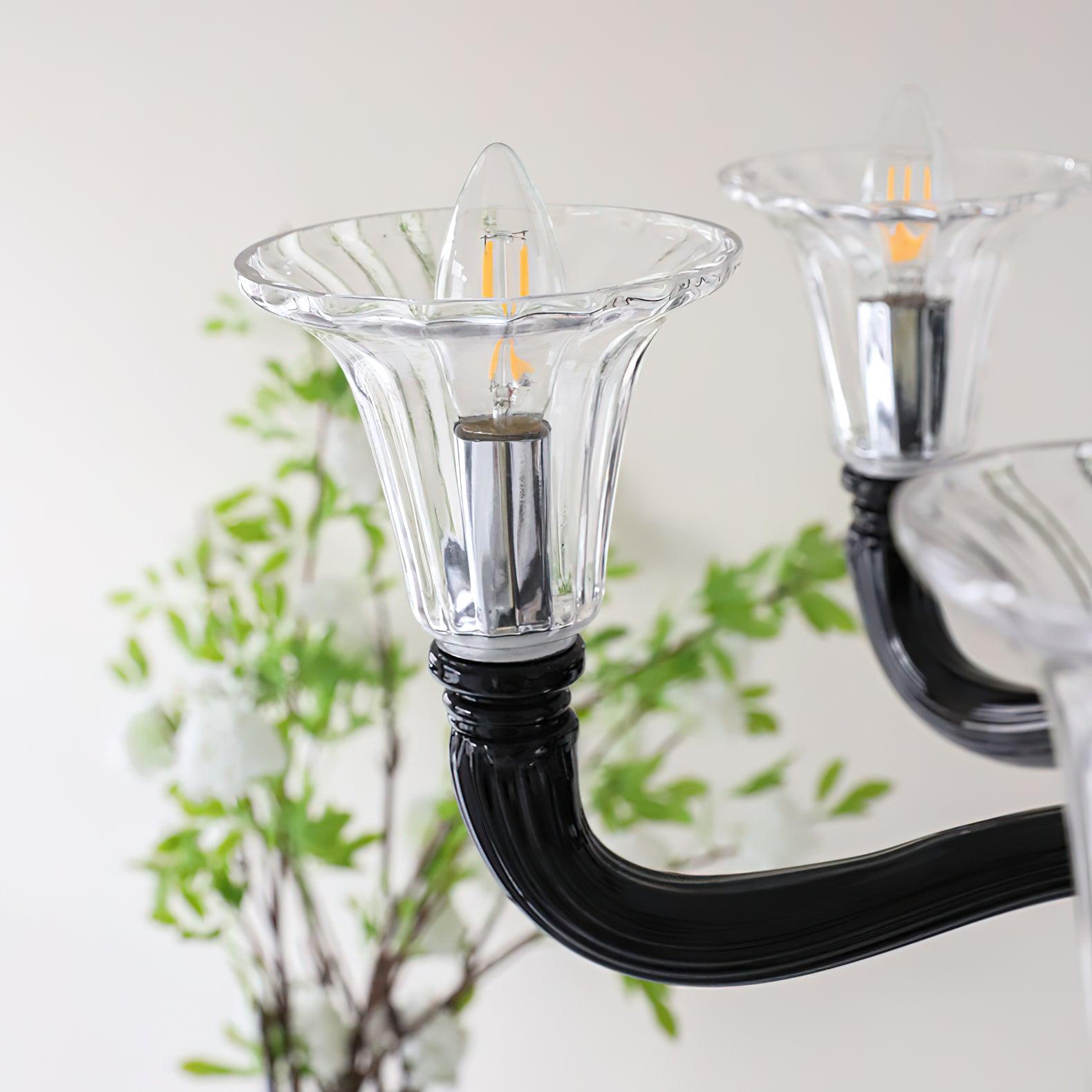 Silten Chandelier Black Murano Candle Arm Glass Classic-Neutral Decor
