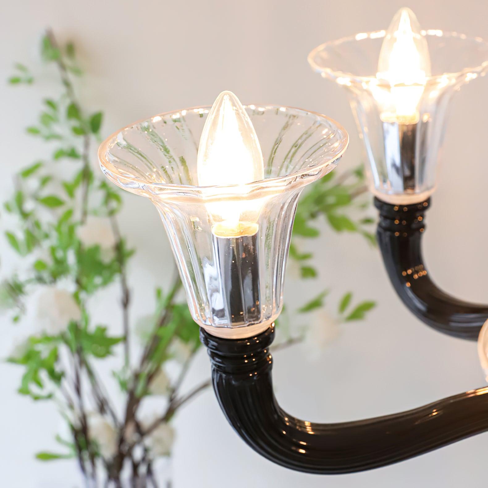 Silten Chandelier Black Murano Candle Arm Glass Classic-Neutral Decor