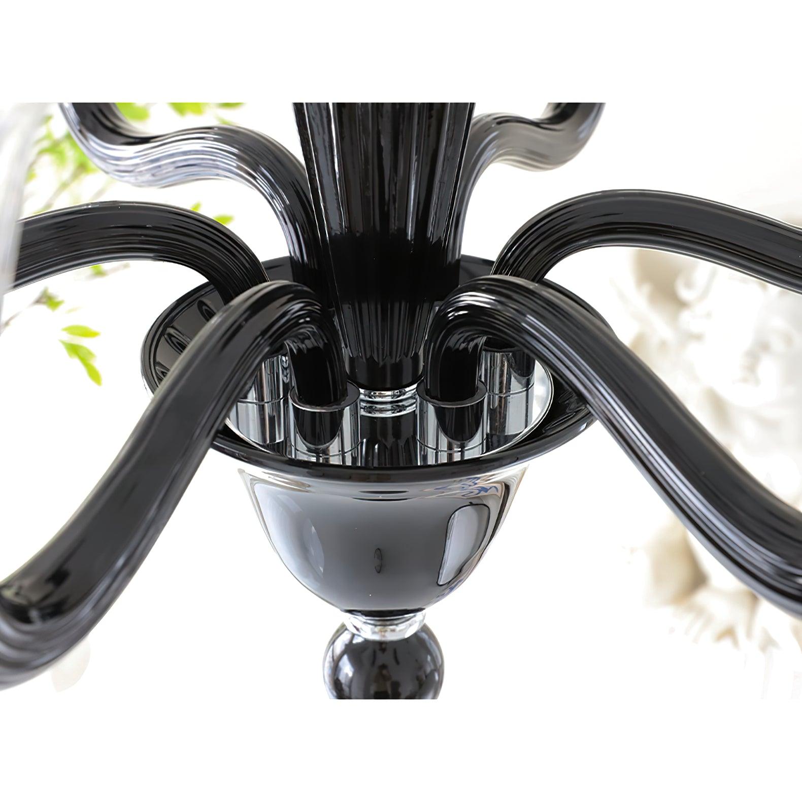 Silten Chandelier Black Murano Candle Arm Glass Classic-Neutral Decor