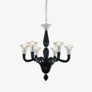 Silten Chandelier Black Murano Candle Arm Glass Classic-Neutral Decor