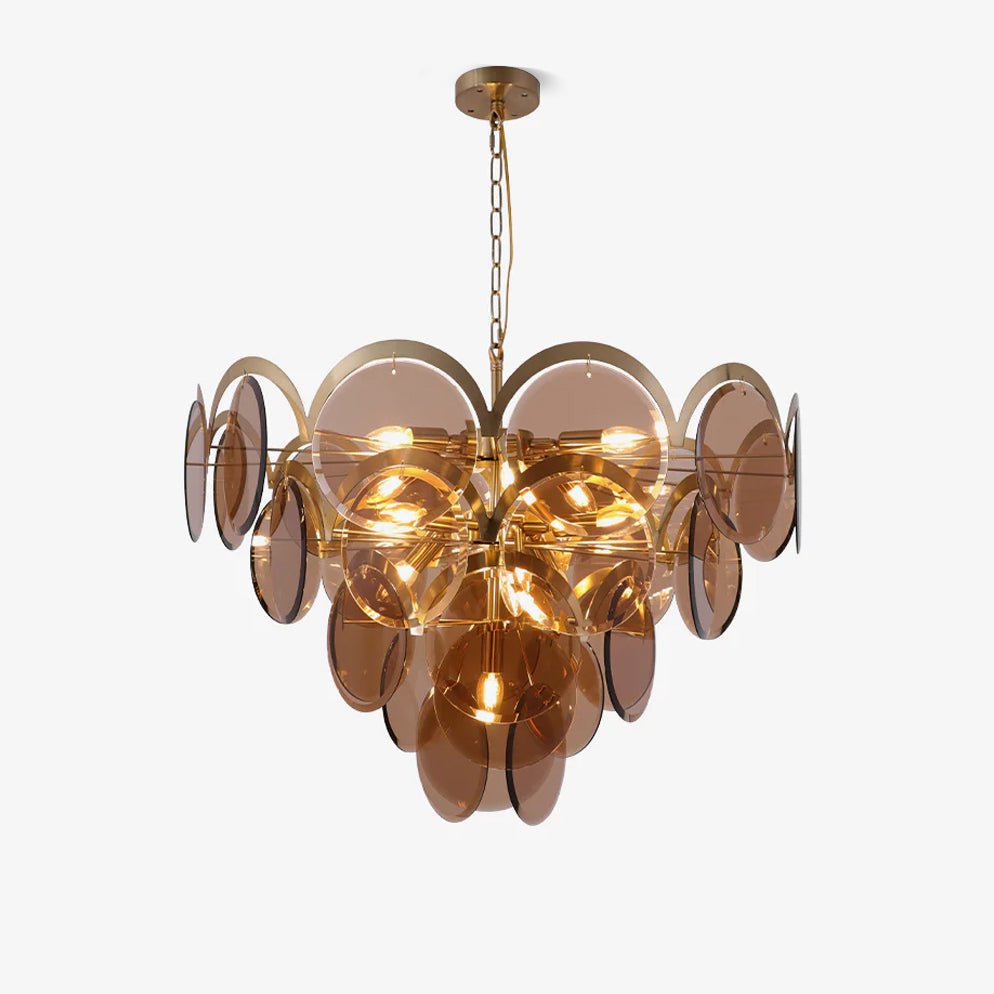 Bryndis Chandelier Amber Glass Tiered Circles-Neutral Decor