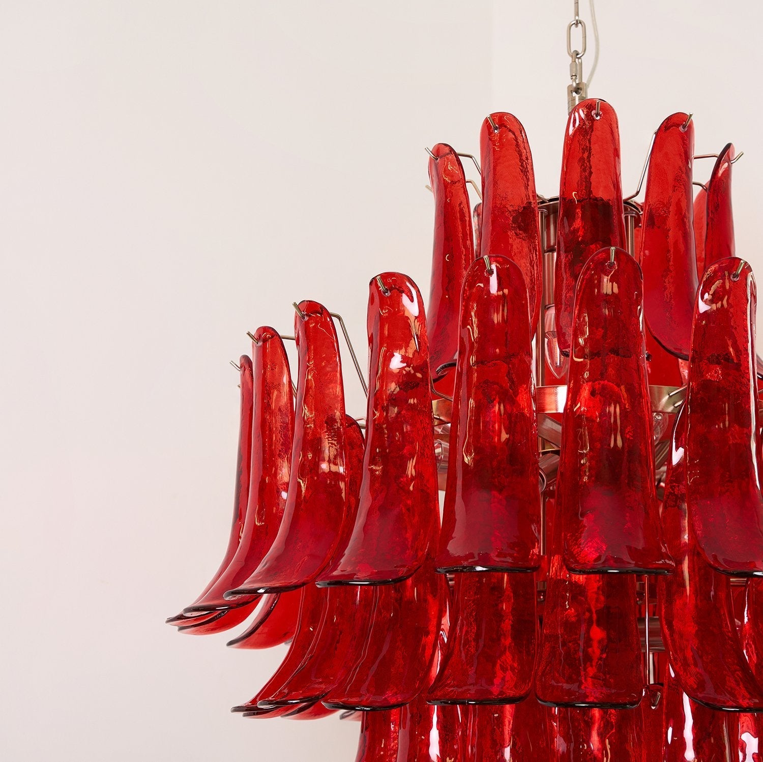 Aurora Chandelier Crimson Murano Petals Bold Art Glass-Neutral Decor