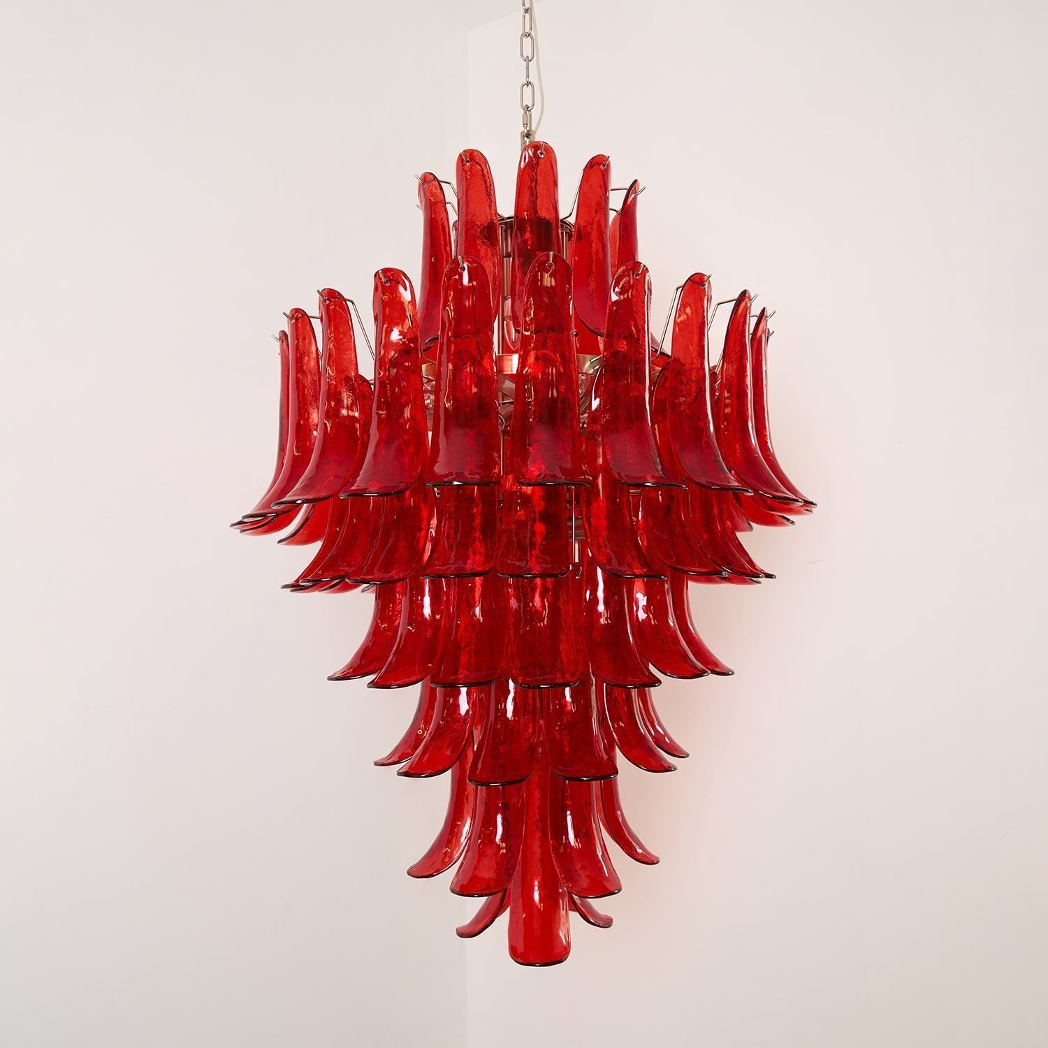 Aurora Chandelier Crimson Murano Petals Bold Art Glass-Neutral Decor