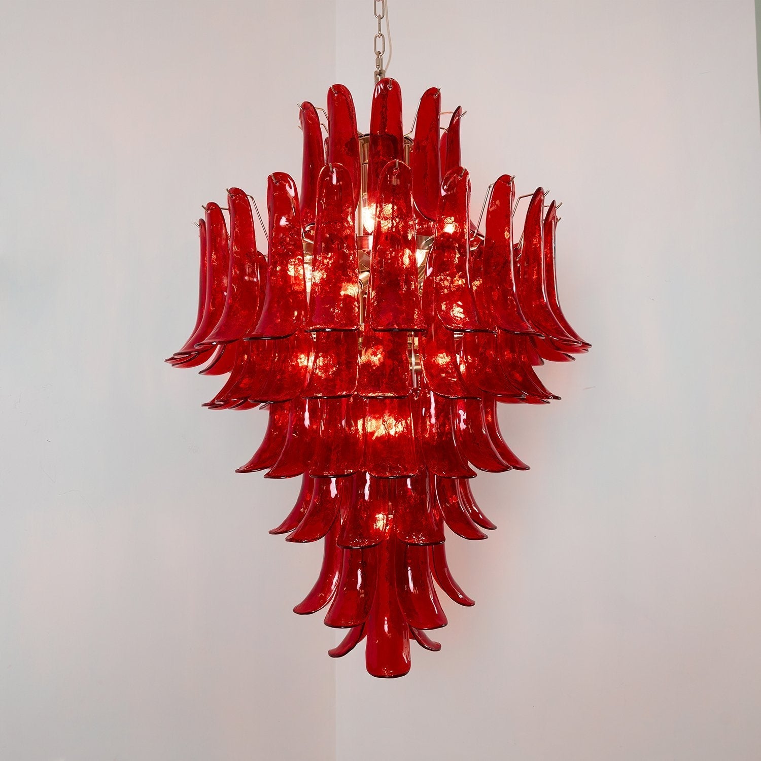 Aurora Chandelier Crimson Murano Petals Bold Art Glass-Neutral Decor