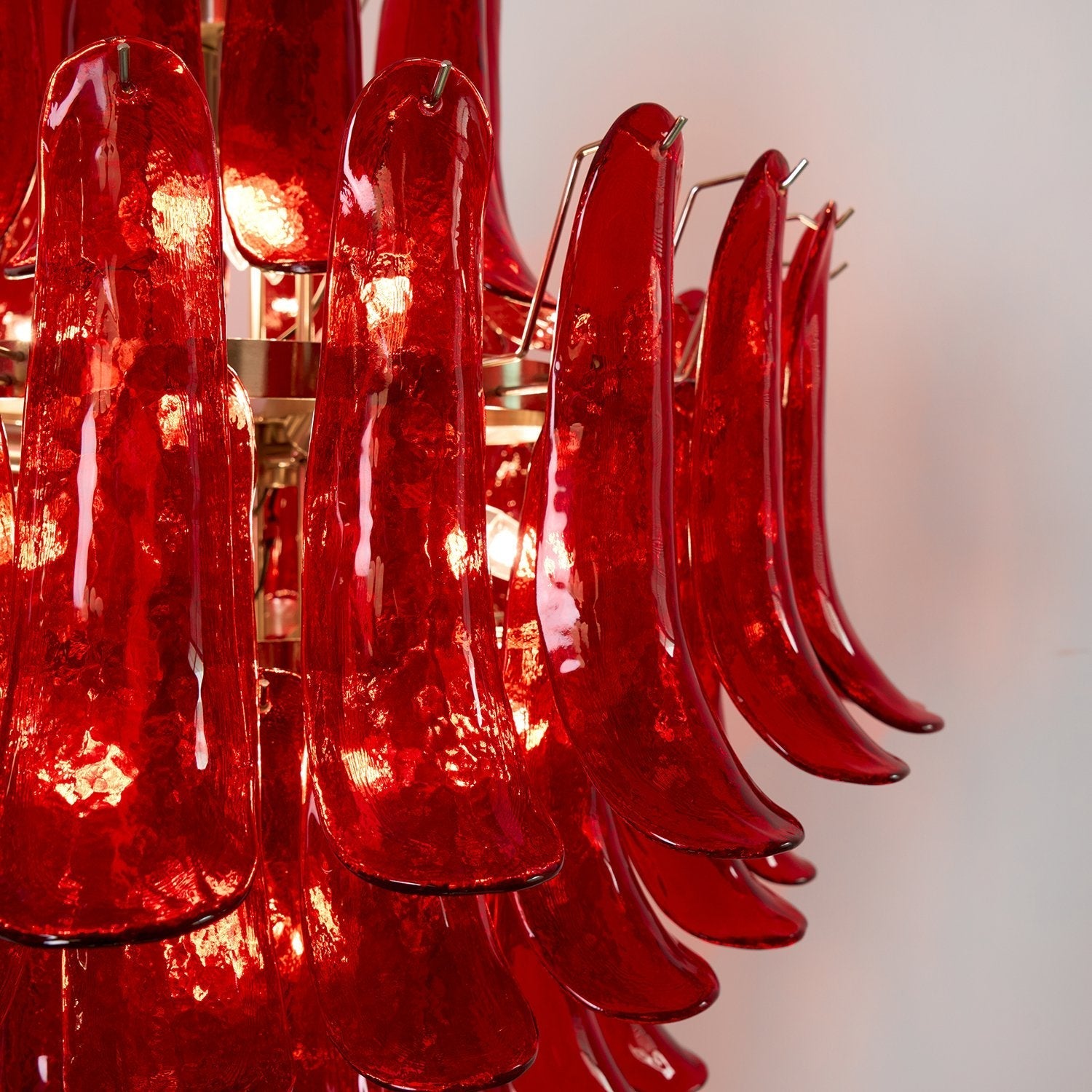 Aurora Chandelier Crimson Murano Petals Bold Art Glass-Neutral Decor