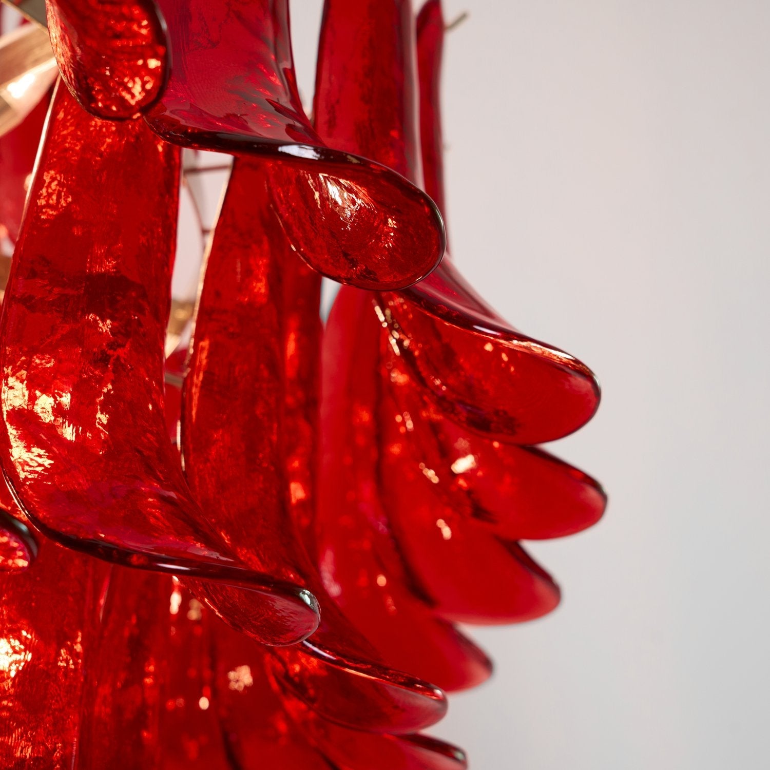Aurora Chandelier Crimson Murano Petals Bold Art Glass-Neutral Decor