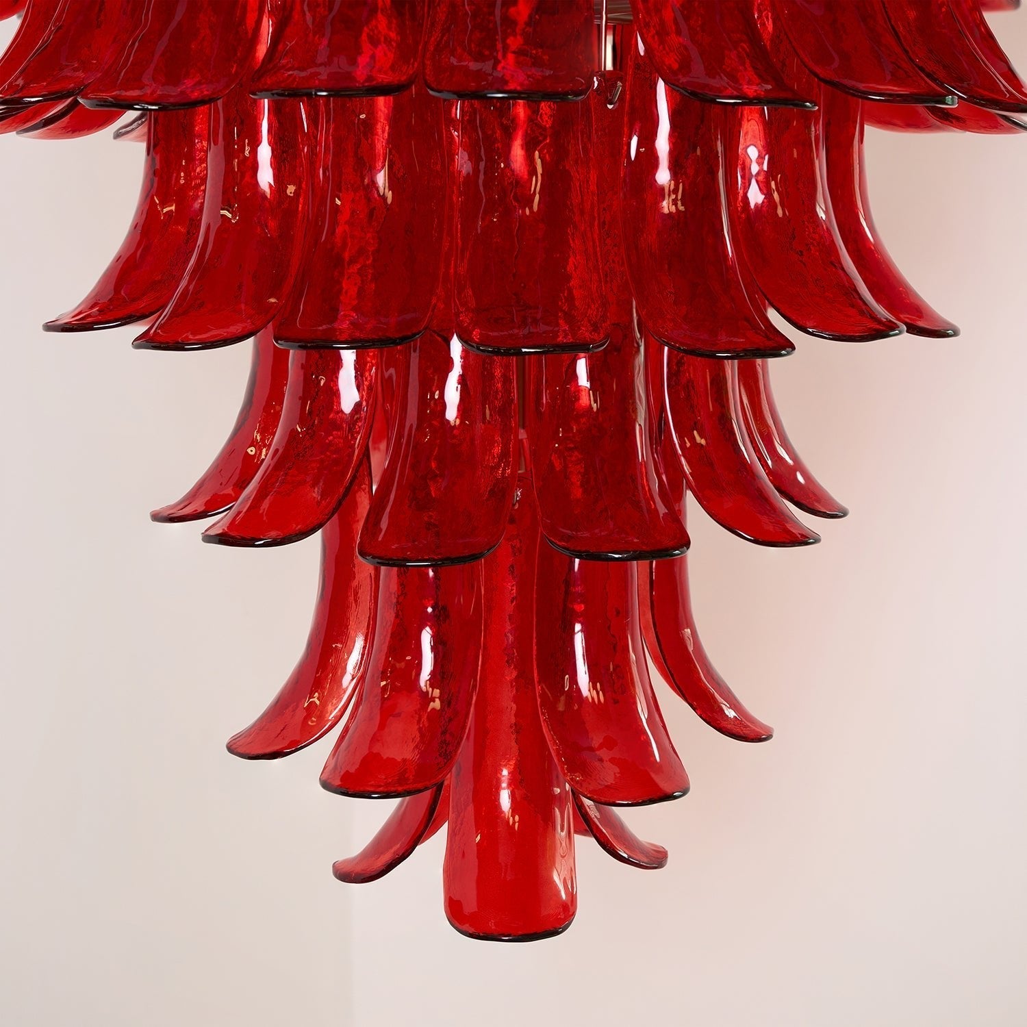Aurora Chandelier Crimson Murano Petals Bold Art Glass-Neutral Decor
