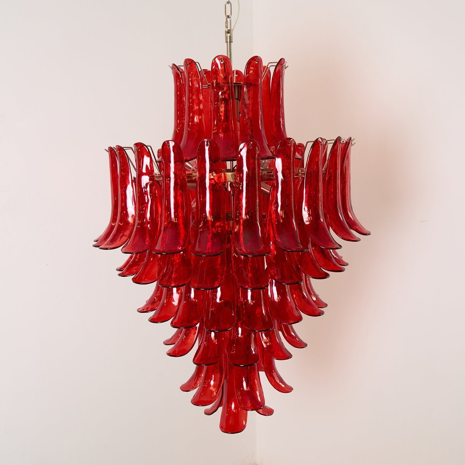 Aurora Chandelier Crimson Murano Petals Bold Art Glass-Neutral Decor