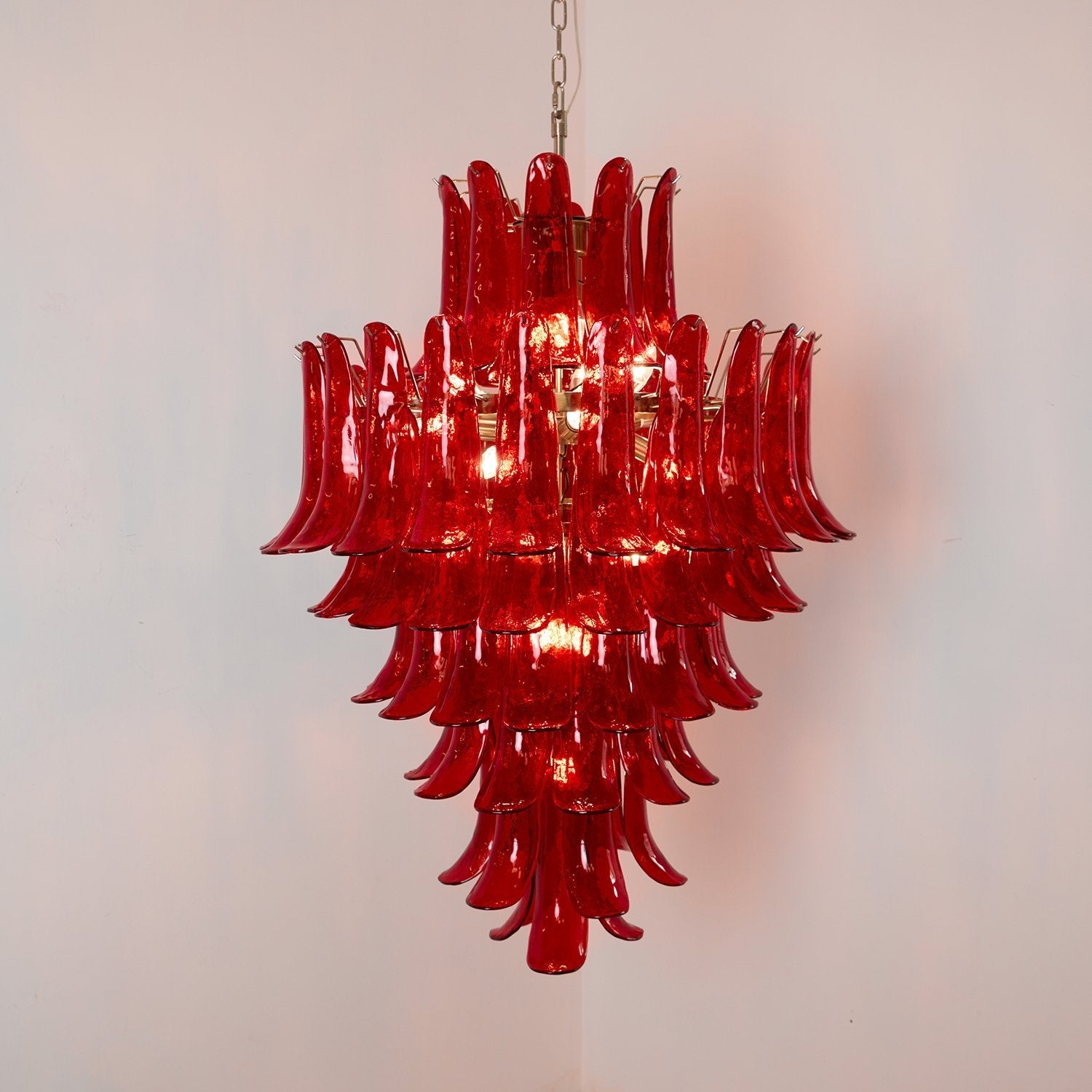 Aurora Chandelier Crimson Murano Petals Bold Art Glass-Neutral Decor