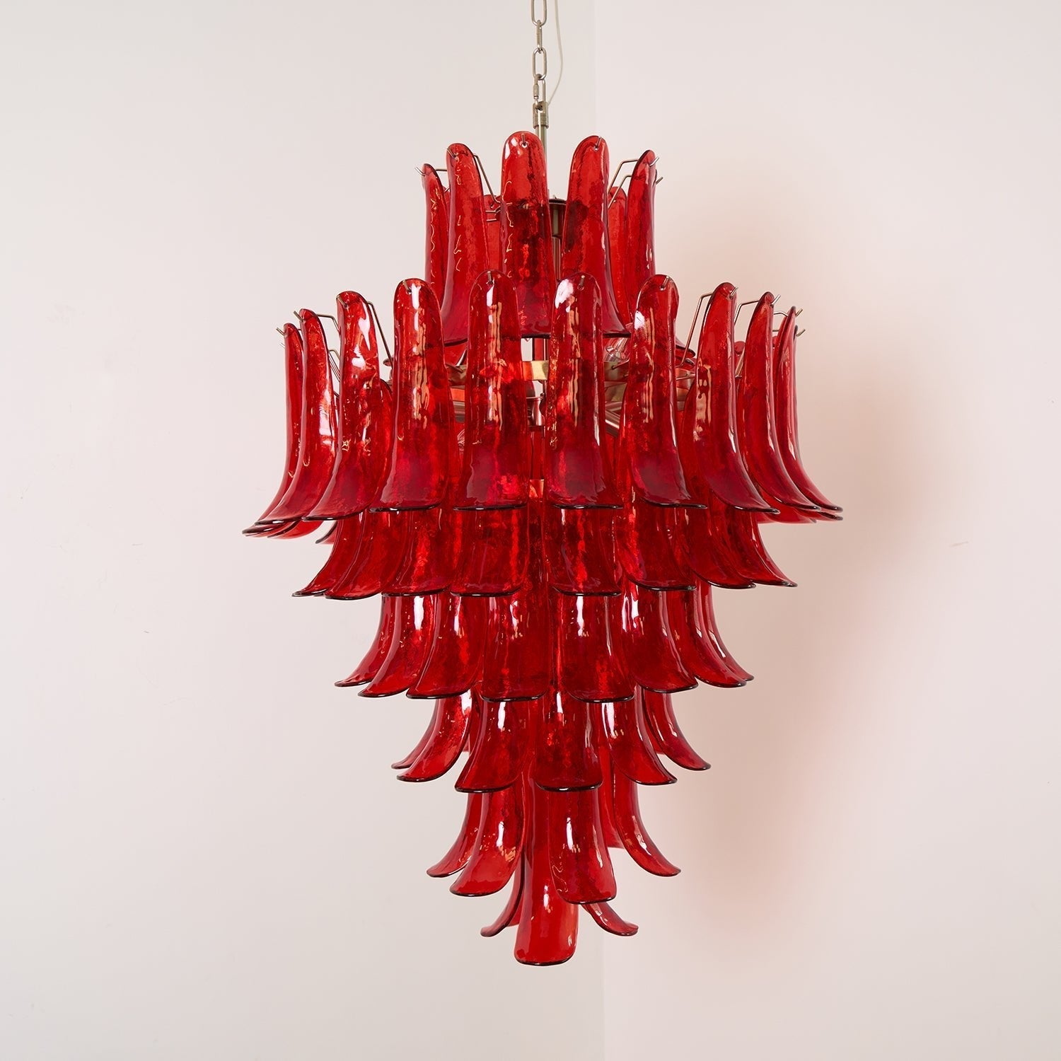 Aurora Chandelier Crimson Murano Petals Bold Art Glass-Neutral Decor