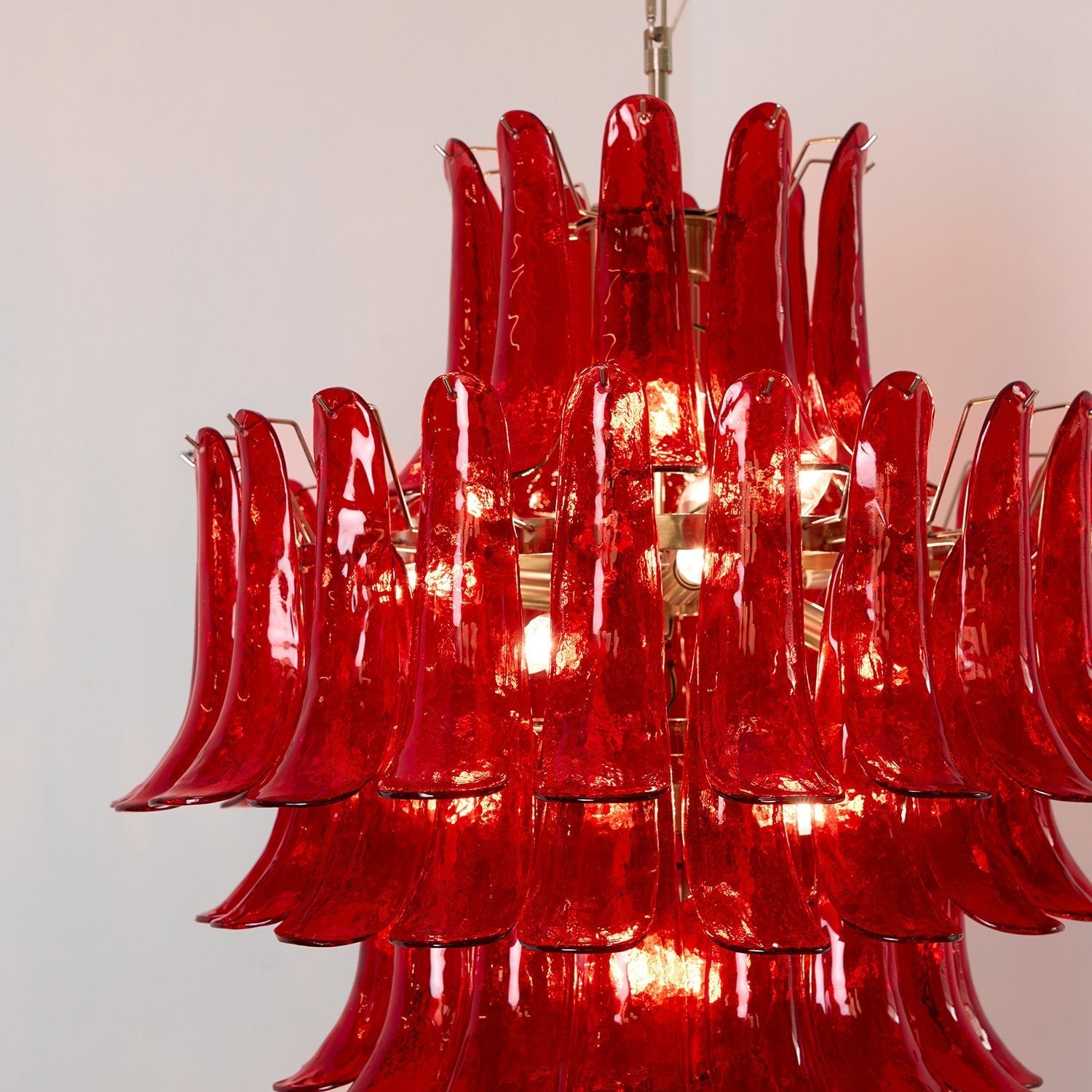 Aurora Chandelier Crimson Murano Petals Bold Art Glass-Neutral Decor