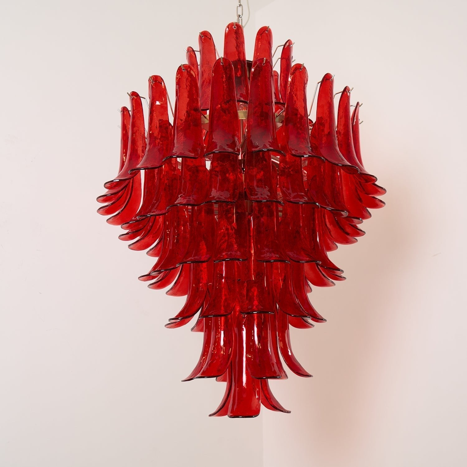 Aurora Chandelier Crimson Murano Petals Bold Art Glass-Neutral Decor