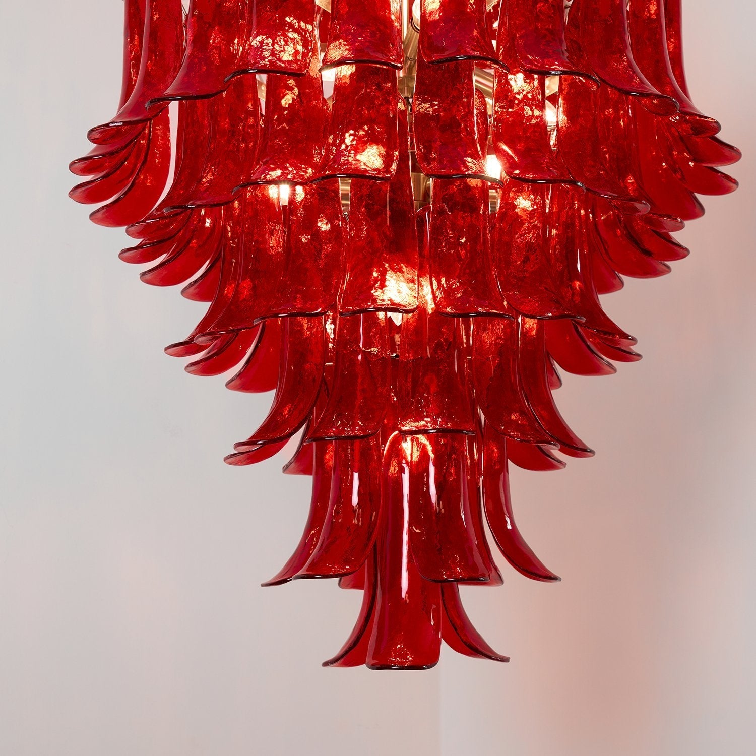 Aurora Chandelier Crimson Murano Petals Bold Art Glass-Neutral Decor