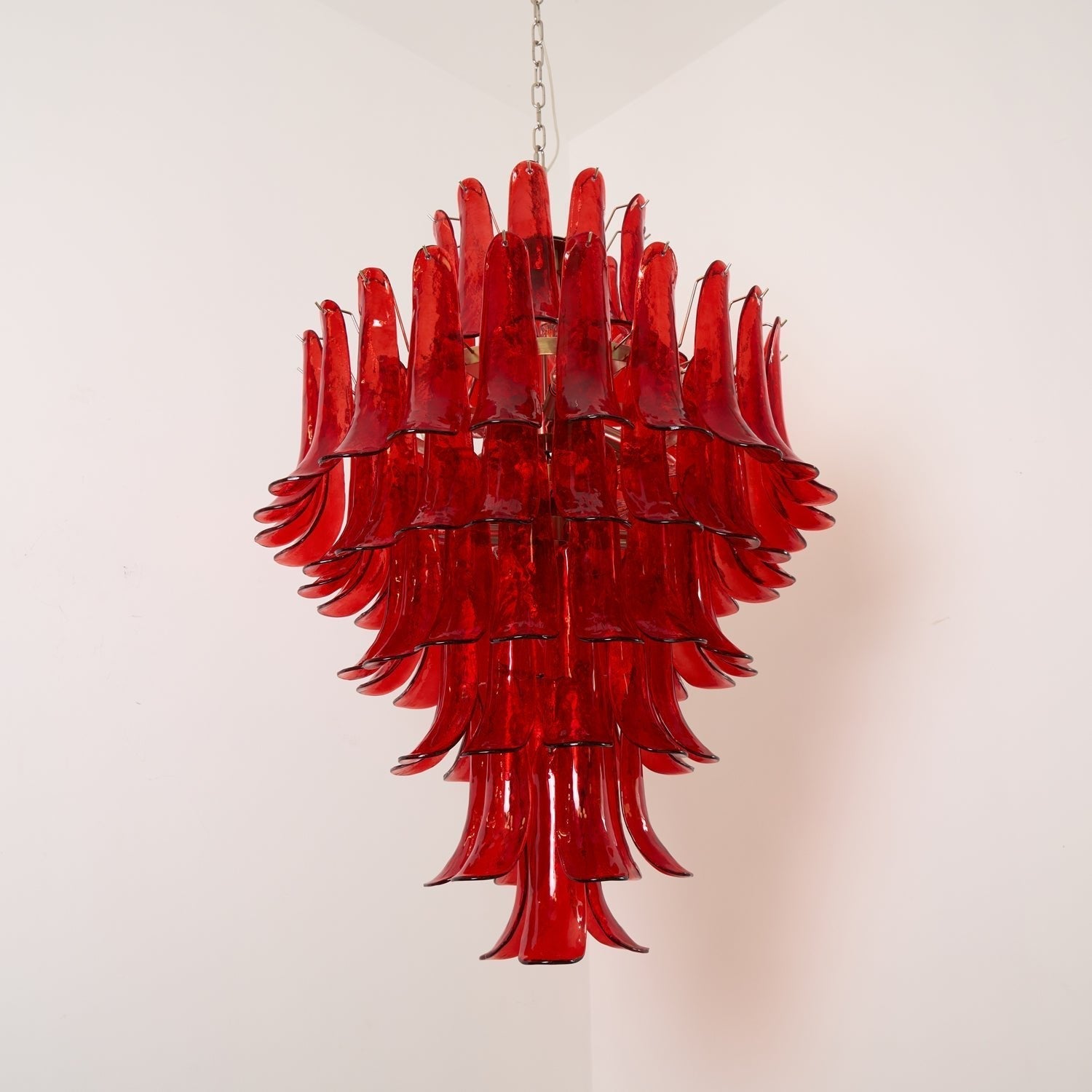 Aurora Chandelier Crimson Murano Petals Bold Art Glass-Neutral Decor