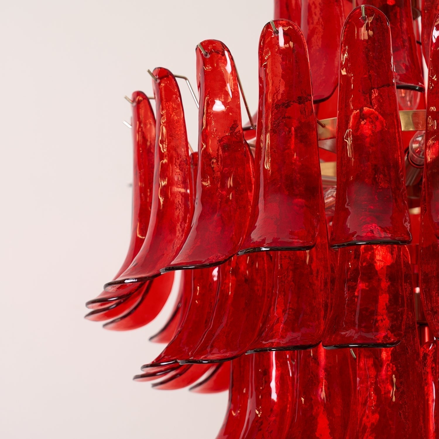 Aurora Chandelier Crimson Murano Petals Bold Art Glass-Neutral Decor