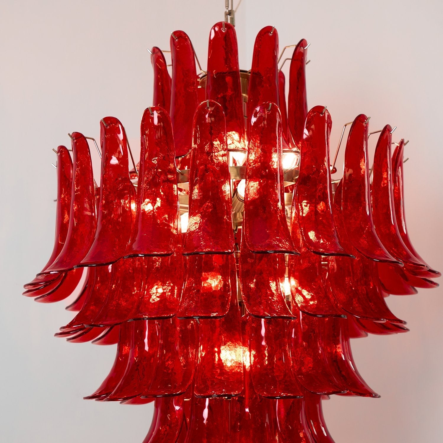 Aurora Chandelier Crimson Murano Petals Bold Art Glass-Neutral Decor