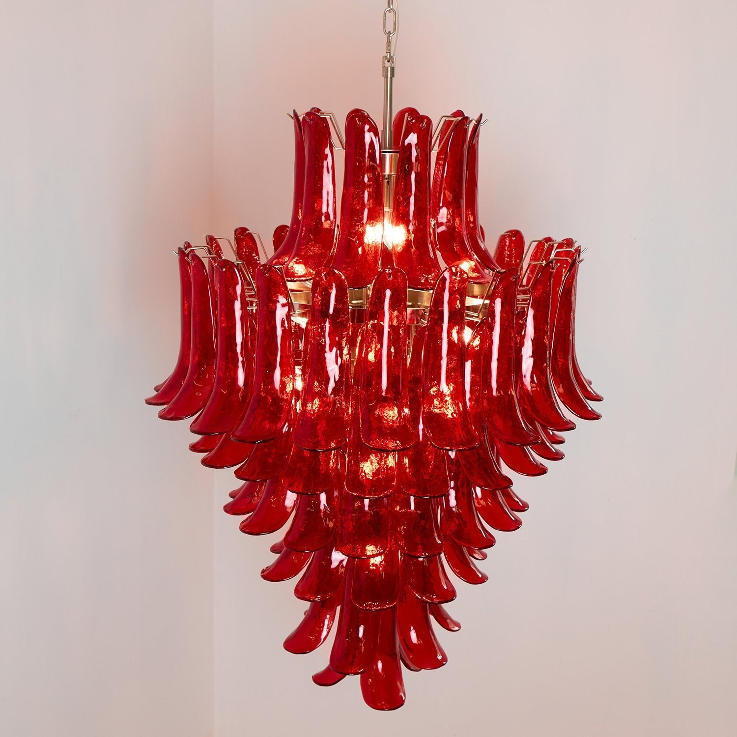 Aurora Chandelier Crimson Murano Petals Bold Art Glass-Neutral Decor