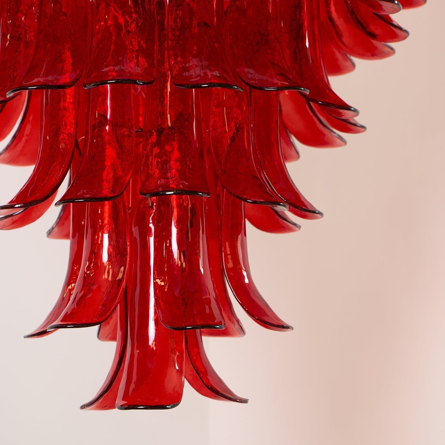Aurora Chandelier Crimson Murano Petals Bold Art Glass-Neutral Decor