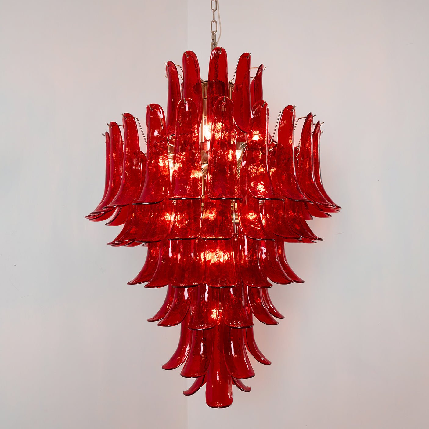 Aurora Chandelier Crimson Murano Petals Bold Art Glass-Neutral Decor