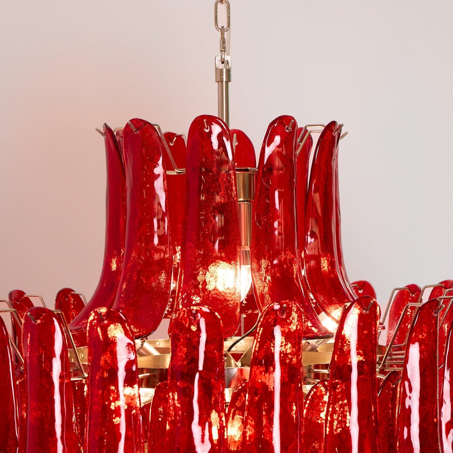 Aurora Chandelier Crimson Murano Petals Bold Art Glass-Neutral Decor