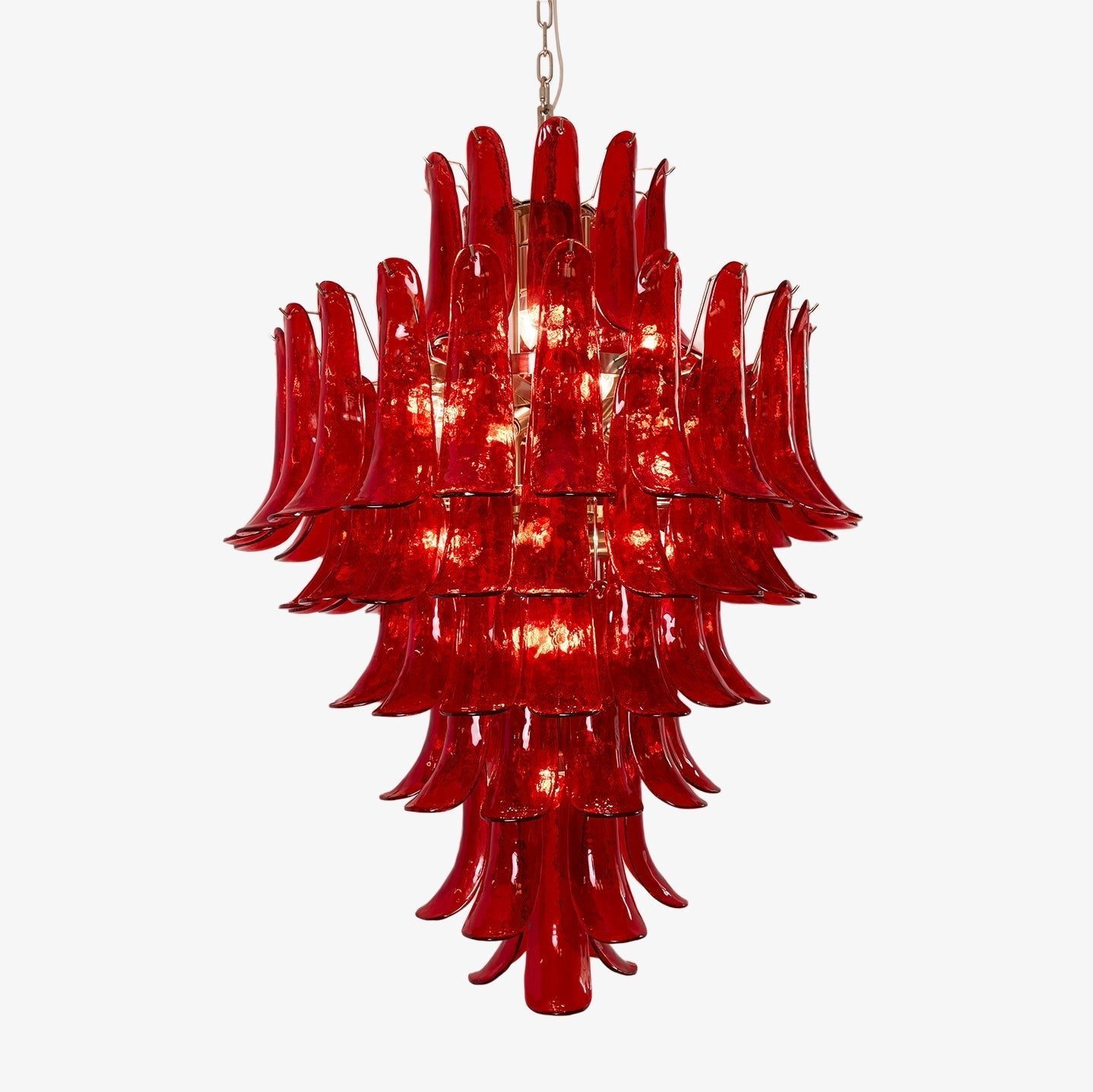 Aurora Chandelier Crimson Murano Petals Bold Art Glass-Neutral Decor