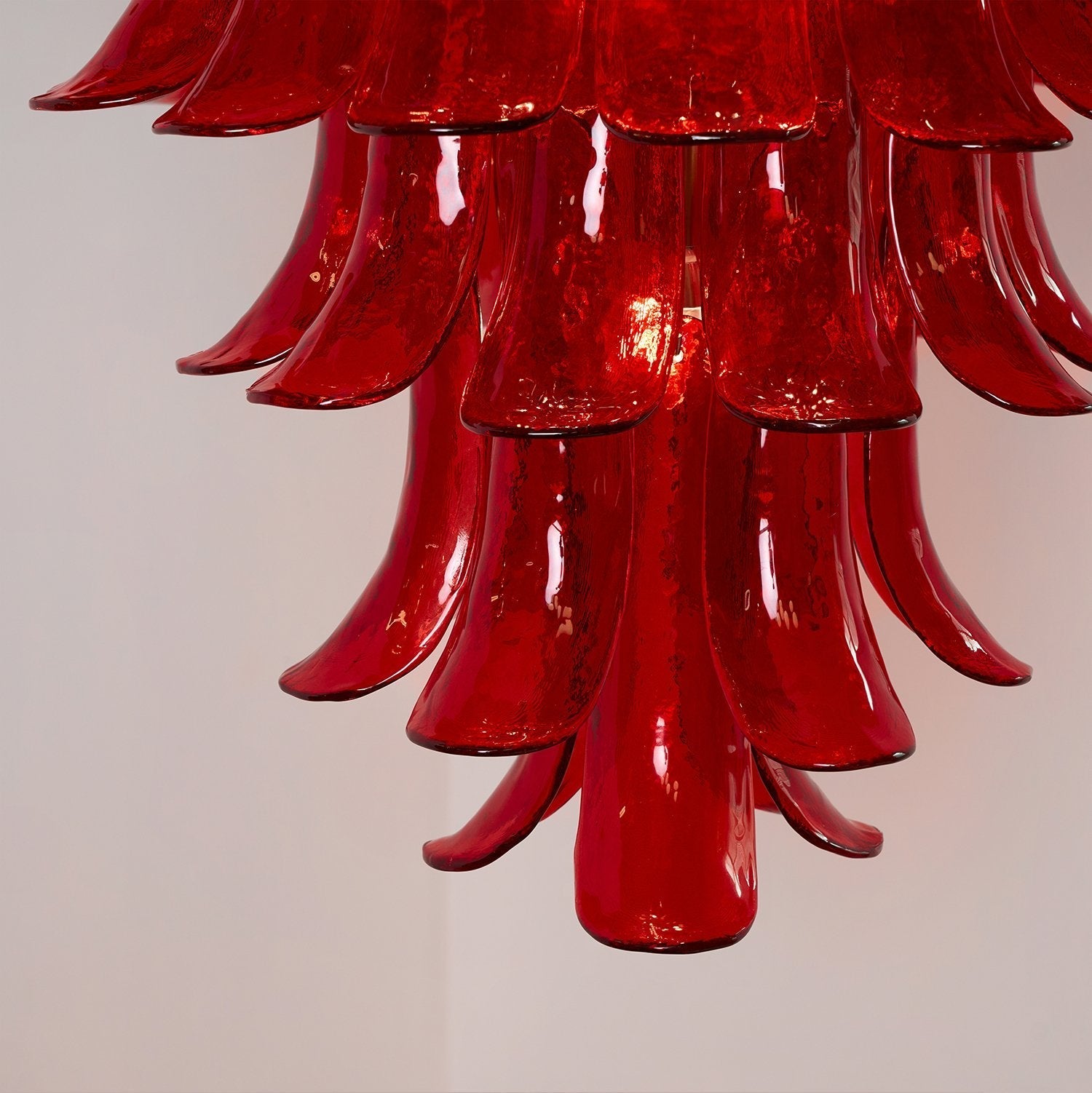 Aurora Chandelier Crimson Murano Petals Bold Art Glass-Neutral Decor